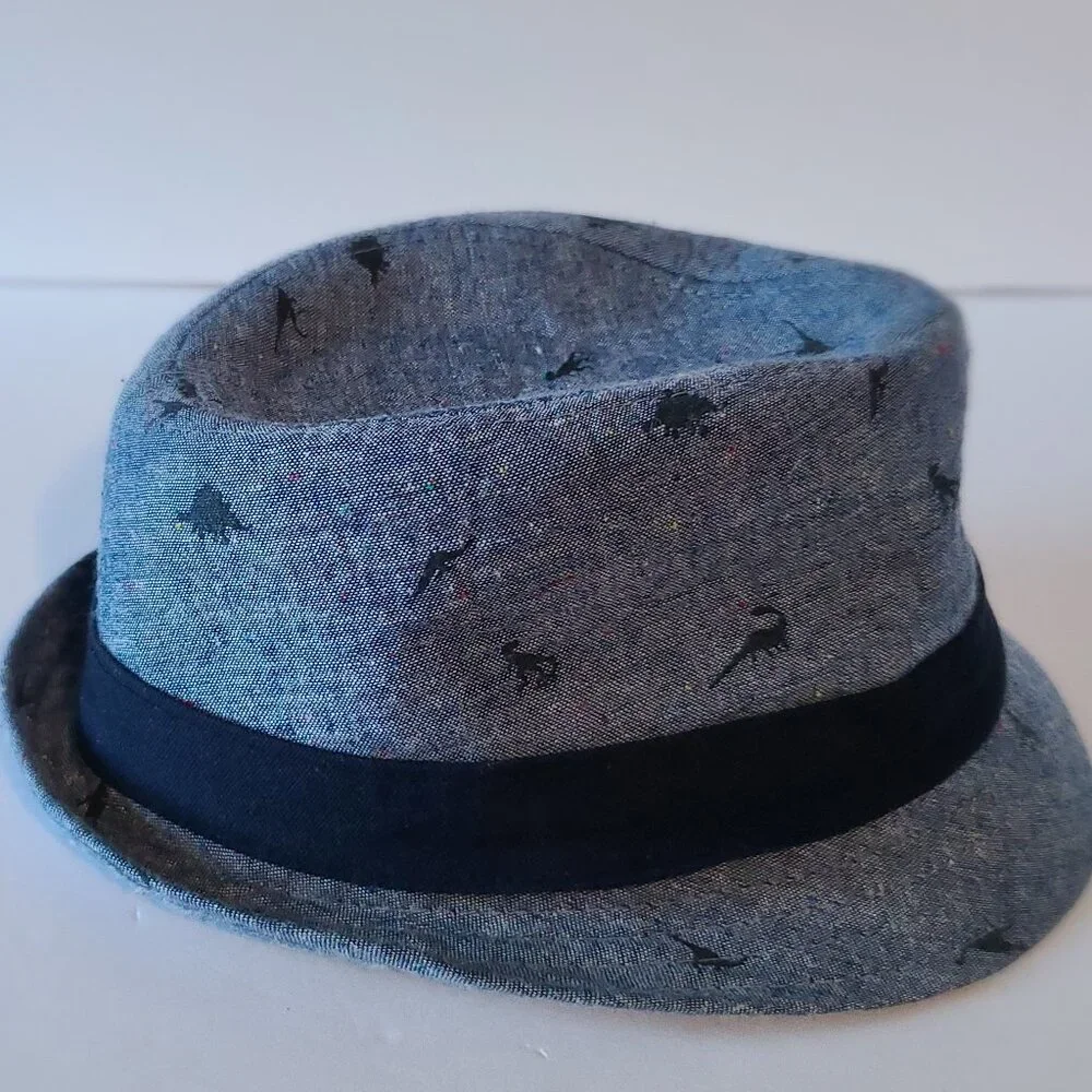 FEDORA HAT TODDLER BOYS' DINOSAUR PRINT AGES 12 TO 24 MONTHS BLUE/BAND ONE SIZE